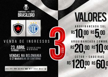Botafogo PB anuncia promoção de ingressos para jogo de amanhã, pela Série C