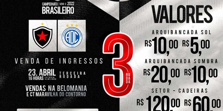 Botafogo PB anuncia promoção de ingressos para jogo de amanhã, pela Série C