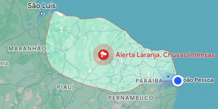 Inmet alerta para chuva forte em toda Paraíba até o fim dessa terça-feira (27)