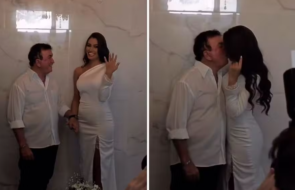 Amado Batista oficializa casamento com Miss Mato Grosso, 50 anos mais jovem